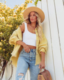 Thinking Out Loud Cotton Distressed Denim Jacket - Yellow