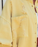 Thinking Out Loud Cotton Distressed Denim Jacket - Yellow