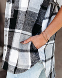 Trace Pocketed Plaid Button Down Shacket - Grey