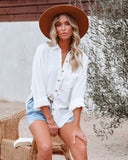 Tybee Linen Blend Button Down Top - Ivory