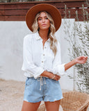 Tybee Linen Blend Button Down Top - Ivory