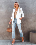 Uptown Girl Pocketed Blazer - White