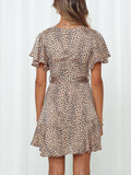 Lovefery V-neck Ruffled Belt Wrap Mini Dress