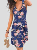 Lovefery V-neck Sleeveless Print Mini Dress