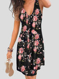 Lovefery V-neck Sleeveless Print Mini Dress