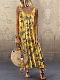 Lovefery Vacation Print Round Neck Sleeveless Dress