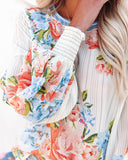 Valencia Rose Printed Blouse - Blue Multi