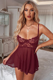 Lovefery Valentines Lace Bra Tulle Splicing Babydoll