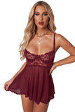 Lovefery Valentines Lace Bra Tulle Splicing Babydoll