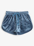 Lovefery Velvet Drawstring Dolphin Gym Shorts