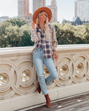 Veryl Cotton Frayed Plaid Button Down Top