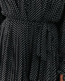 Viera Polka Dot Pleated Romper - Black