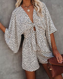 Lovefery Well Behaved Printed Pocketed Tie Romper