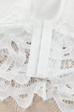 Lovefery White Floral Lace Mesh Crochet Wide Strap V Neck Bralette