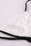 lovefery White Lace Halter Bralette And Strappy Thong Set