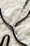 lovefery White Lace Halter Bralette And Strappy Thong Set