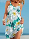 Lovefery Women Floral Print Sleeveless Strap Mini Dress