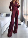 Solid Long Sleeve Slim Fit Jumpsuit