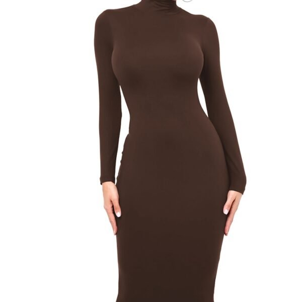 Winter Black Turtleneck Sexy Women Dress Autumn Long Sleeve Skinny Midi Boydcon Casual Blue Plush Knee-Length Party Club