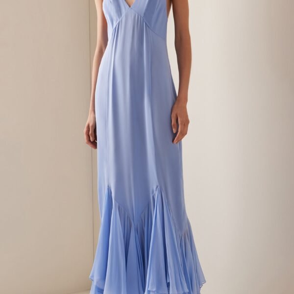 Frill Backless Slip Midi Dress