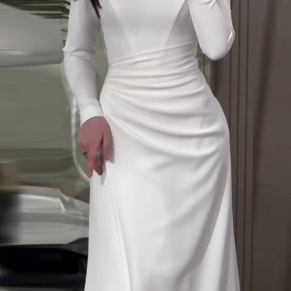 Celebrities Elegant Solid Fold V Neck Wrapped Skirt Dresses