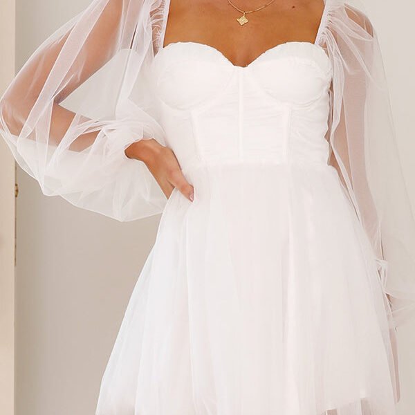 Olivia White Square Neck Sexy Mini Dress