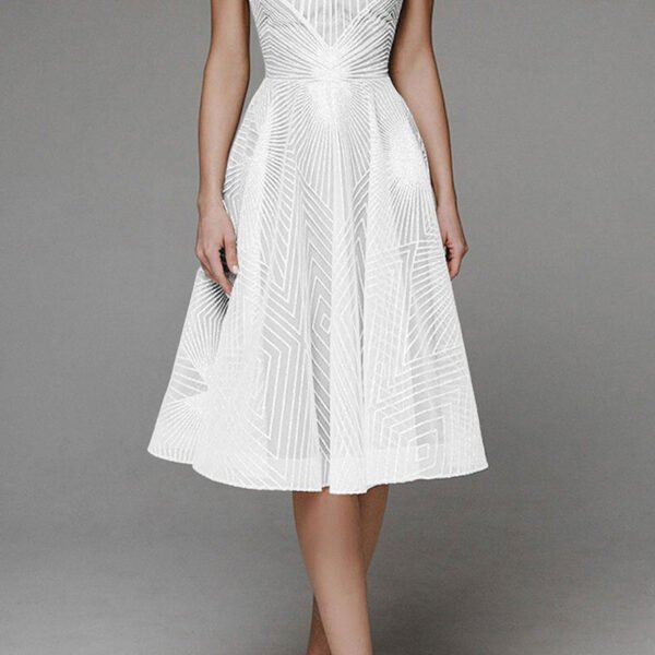 White Sexy Formal Solid V Neck Sling Dress Dresses(8 Colors)