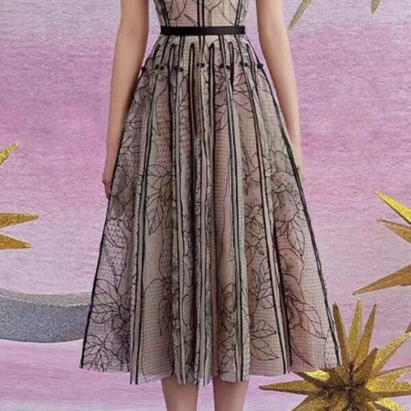 EMBROIDERY LACE MIDI DRESS