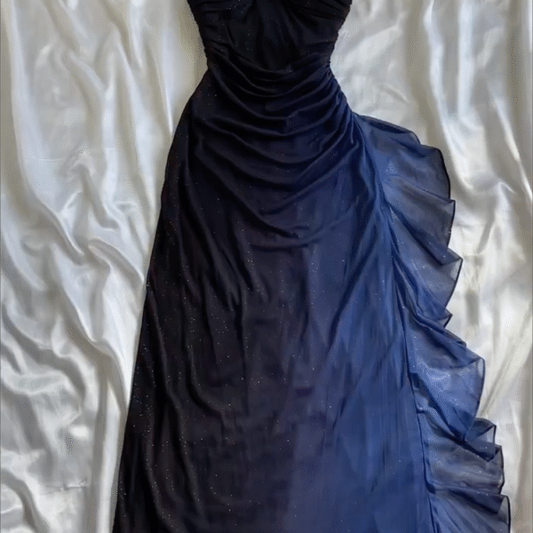 Navy Blue Sheath Long Prom Dress Chiffon Prom Dresses Evening Dress C1828