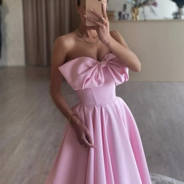 Fancy A-Line Pink Satin Long Prom Dress. Pink Long Formal Dress Evening Gowns C2718