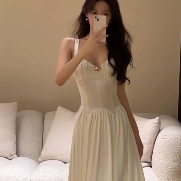 Vintage A Line Straps White Backless Evening Dress Prom Dresses C3668