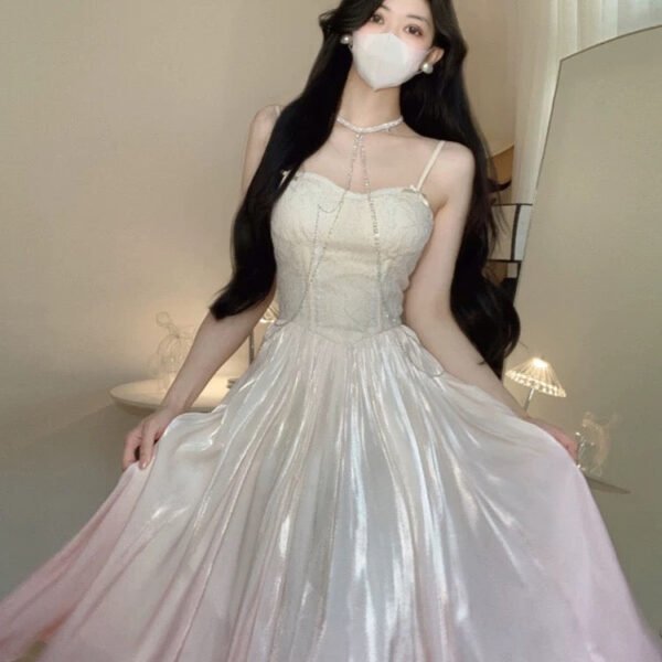 Vintage A Line Spaghetti Straps Ombre Pink Long Evening Dress Prom Dresses C3672