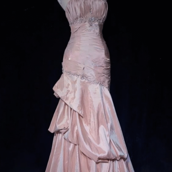 Pretty A Line Spaghetti Straps Pink Satin Long Prom Dresses Formal Dress C4644